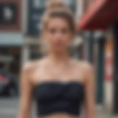 Confident Look with Knotted Tube Top A fashion-forward individual confidently wearing a knotted tube top.