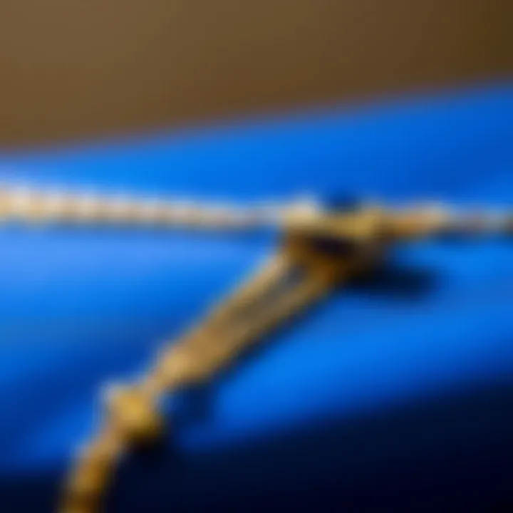 Materials of the Royal Blue Clutch Close-up of materials used in royal blue clutch