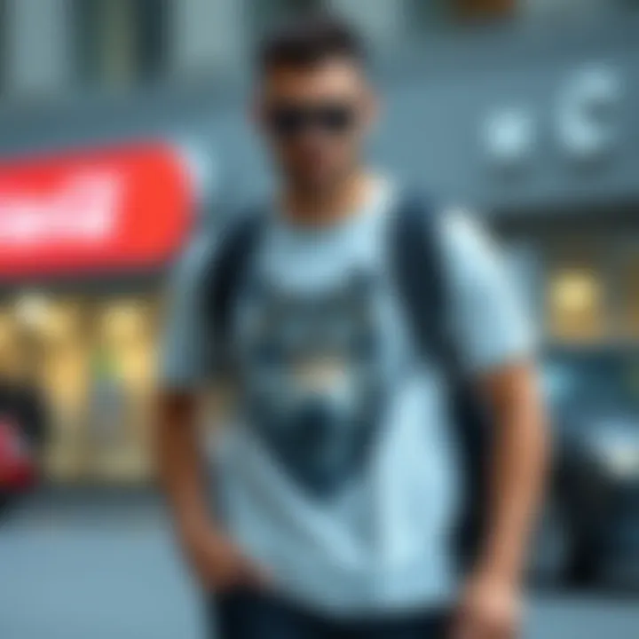 A modern outfit featuring a wolf t-shirt paired with accessories.