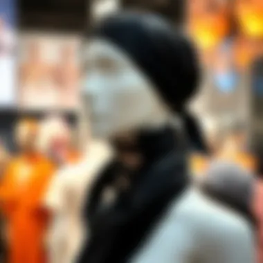 Stylish Spandex Head Scarf on Display A stylish spandex head scarf draped elegantly on a mannequin