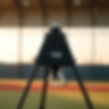 A well-maintained tripod baseball tee in a training environment