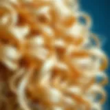 Intricate details of a blonde curly synthetic wig