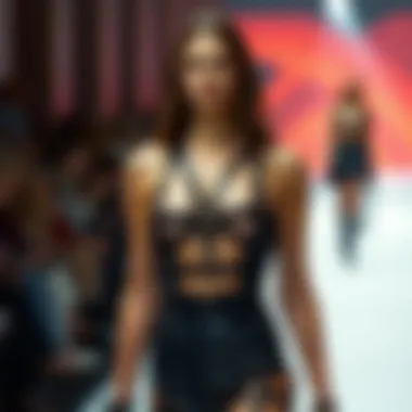 Leather Garter Harnesses on the Fashion Runway Fashion runway featuring models wearing leather garter harnesses.