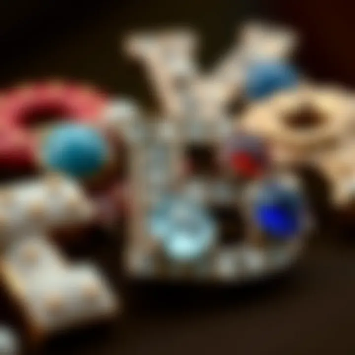 Materials and Artistry in Letter Brooch Pins Artistic close-up of different materials used in letter brooch pins