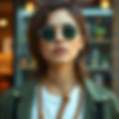 Stylish individual wearing a wooden bead lanyard as a fashion statement