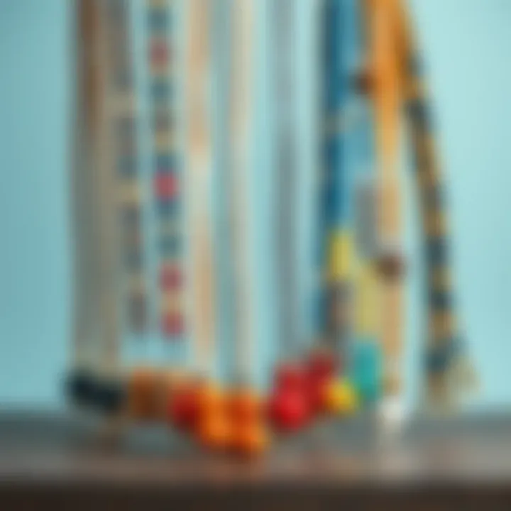 Variety of colorful wooden bead lanyards displayed elegantly