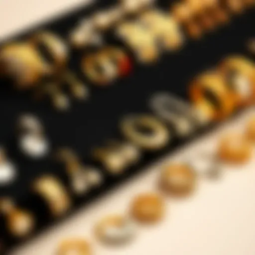 Elegant display of various 14 gauge earrings showcasing diverse designs