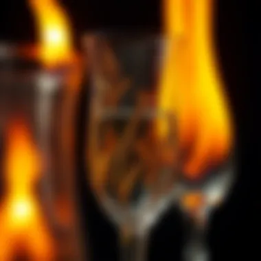 Intricate Detailing in Flame Glasses Close-up of intricate flame glass detailing and material