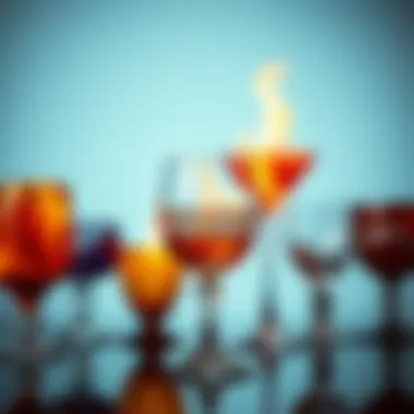 Unique Designs of Flame Glasses Vibrant assortment of flame glasses showcasing unique designs