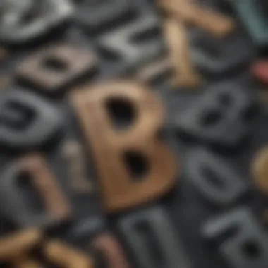 Variety of letter iron ons in different designs and colors