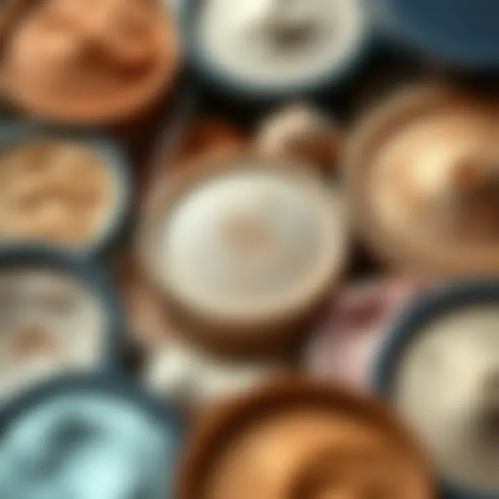 An array of non-shimmery highlighters displaying various textures and colors.