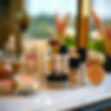 A selection of non-shimmery highlighter formulations arranged on a vanity.