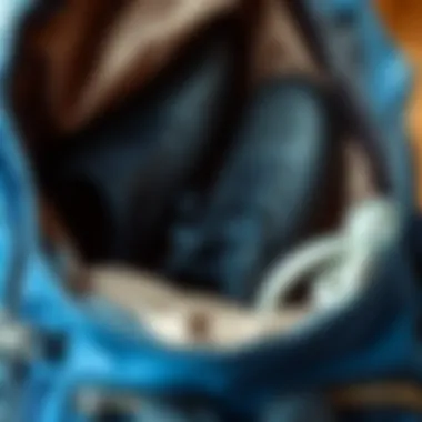 Interior view showcasing the shoe compartment of a travel backpack