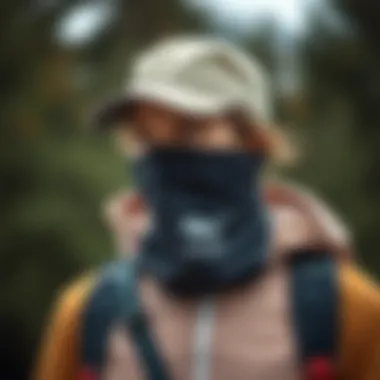 Fashionable windproof neck gaiter paired with outdoor gear