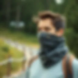 Stylish windproof neck gaiter in outdoor setting