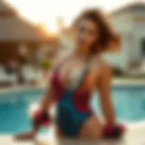 Elegant splicing tankini design showcasing a blend of colors and patterns.