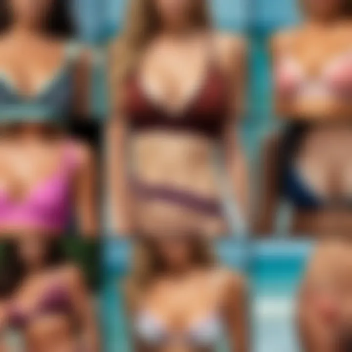 Diverse Styling of Splicing Tankinis A collage of various splicing tankinis styled for different summer activities.