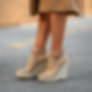 Stylish outfit pairing with beige wedge shoes for a chic look