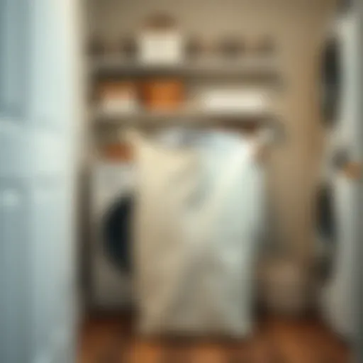 Stylish extra large canvas laundry bag in a modern laundry room