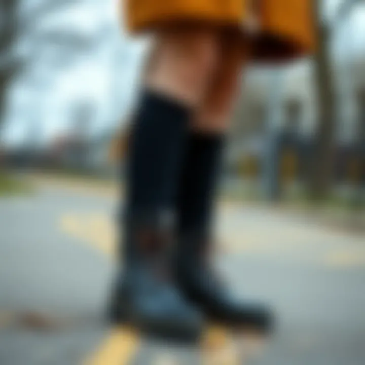 Stylish Outfit Featuring Waterproof Lug Sole Boots Fashion-forward outfit paired with stylish waterproof lug sole boots in an outdoor setting