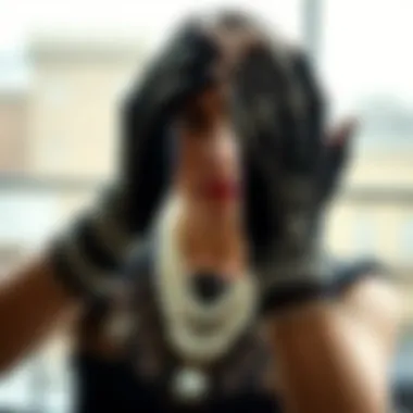 Elegant gloves adorned with intricate beading