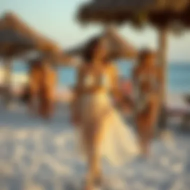 Sophisticated Beach Scenes: The Sheer Beach Skirt in Action A fashionable beach setting featuring a sheer beach skirt