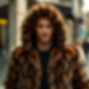 Luxurious faux fur hoodie draped elegantly on a casual outfit