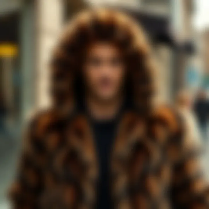 Luxurious faux fur hoodie draped elegantly on a casual outfit