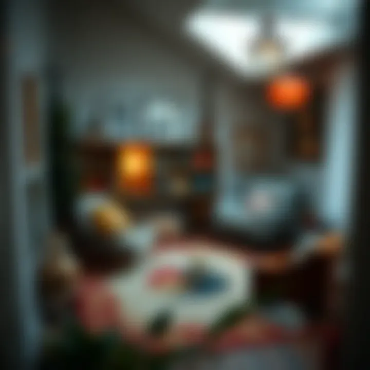 A cozy reading nook adorned with a Harry Potter rug, creating a magical atmosphere