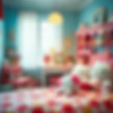 Whimsical Hello Kitty Bedroom Design Vibrant Hello Kitty themed bedroom featuring plush toys and whimsical decor.