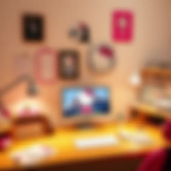 Hello Kitty Inspired Workspace Creative workspace adorned with Hello Kitty stationery and accessories.
