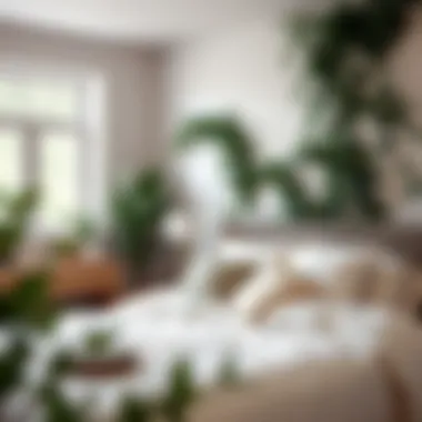 Cozy bedroom enhanced with soft fake ivy touches