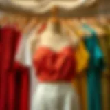 Elegant display of a loose tube top in various colors and fabrics