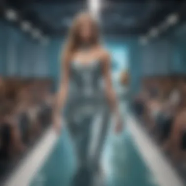 Runway Revelations: The Metal Mermaid A fashion runway showcasing designs with mermaid motifs