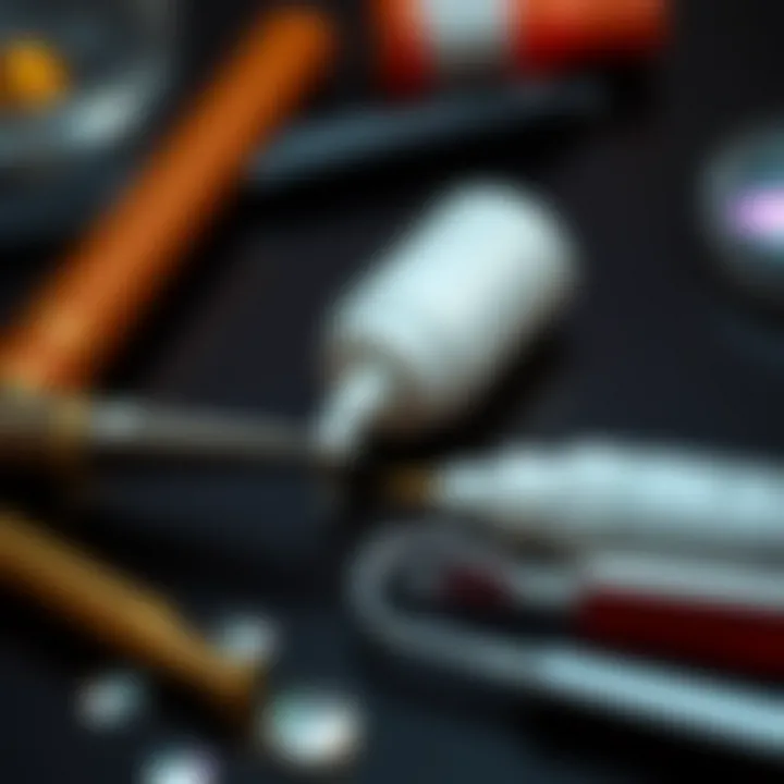 Tools for Masterful Application Essential tools for applying nail rhinestones including tweezers and adhesive