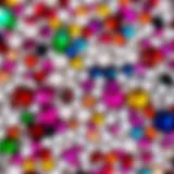 Vibrant assortment of nail rhinestones in various shapes and sizes