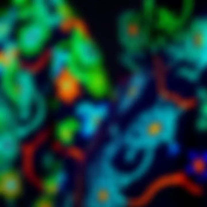 Intricate Patterns Glowing Brightly Close-up of glow-in-the-dark prints on clothing