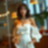 Elegant off the shoulder top and skirt ensemble on display