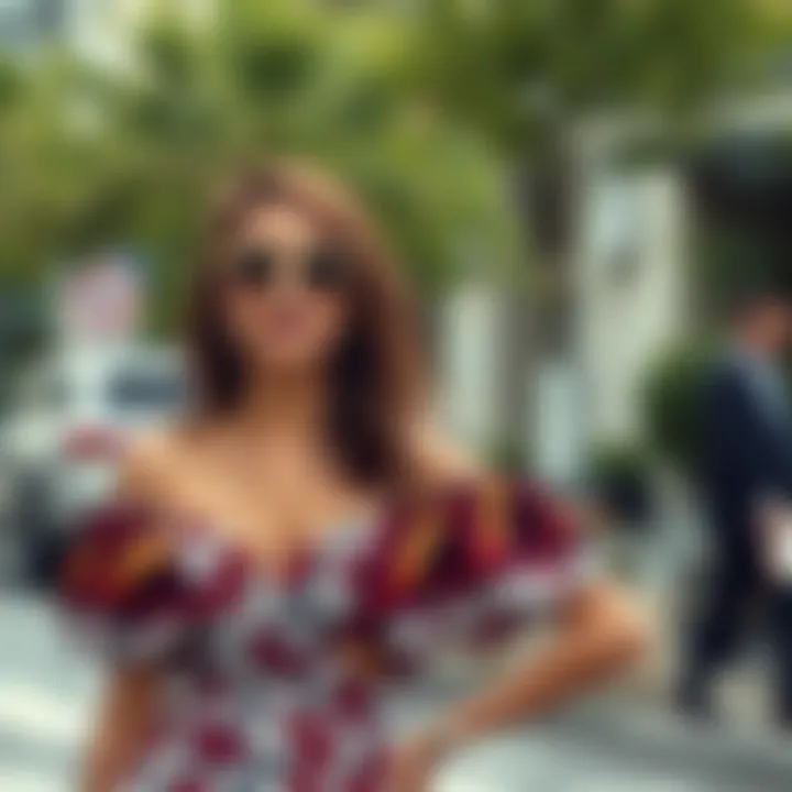 Bold Patterns in Off the Shoulder Fashion Fashion-forward off the shoulder set with bold patterns