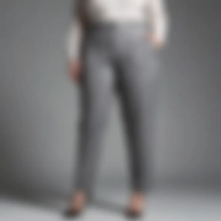 Versatile styling options for plus size grey slacks in different settings