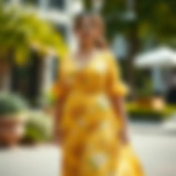 Elegant plus size yellow floral dress for a summer event