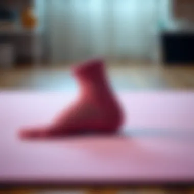 Properly fitted non-slip socks on a mat