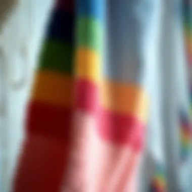 Textural Richness of Rainbow Towels Close-up of the texture and fabric quality of a rainbow towel set, showcasing its softness and absorbency.