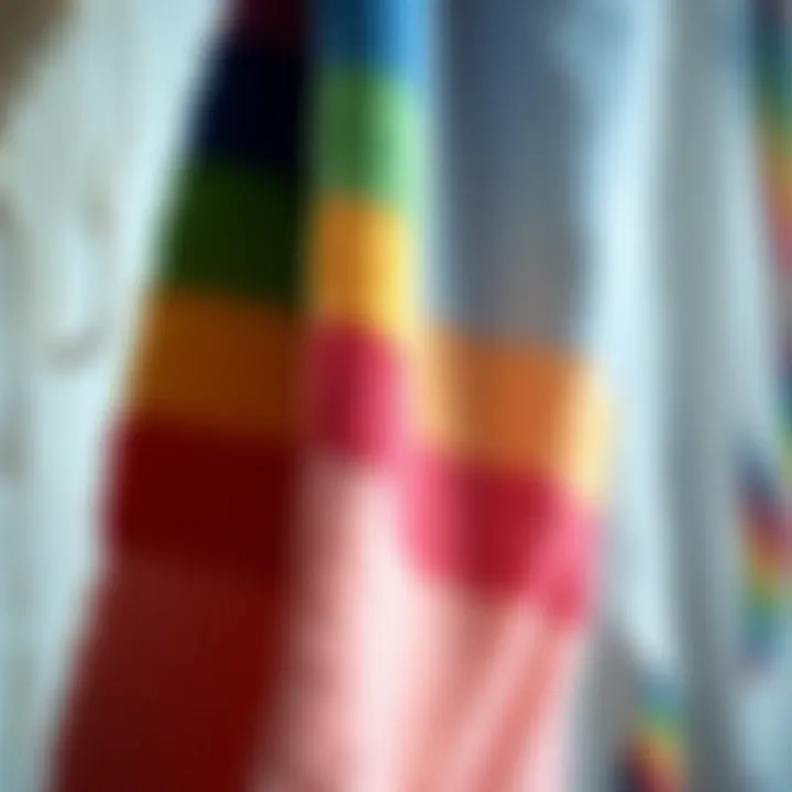 Textural Richness of Rainbow Towels Close-up of the texture and fabric quality of a rainbow towel set, showcasing its softness and absorbency.
