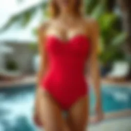 Elegant red strapless bathing suit design
