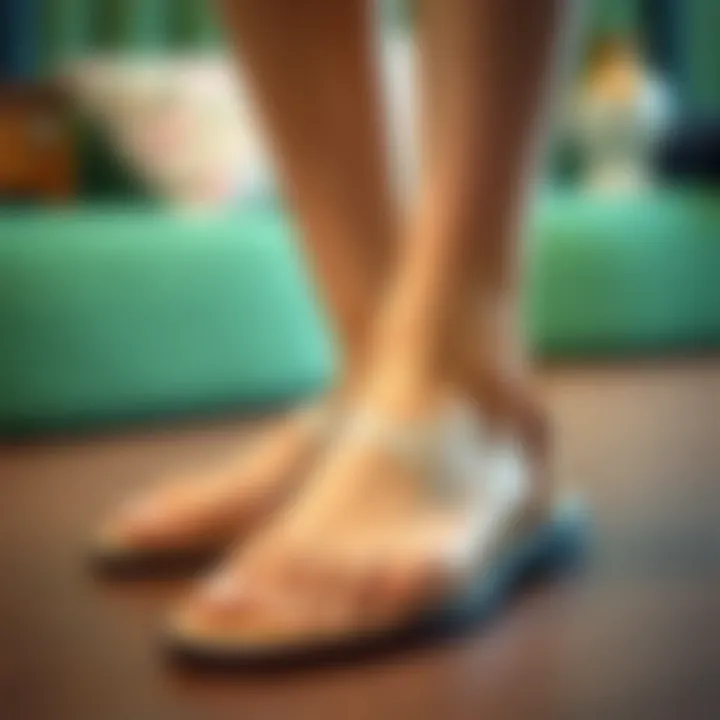 A person measuring sandal size for insoles