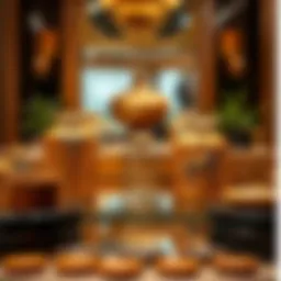 Elegant display of sandalwood foundation products showcasing intricate designs.