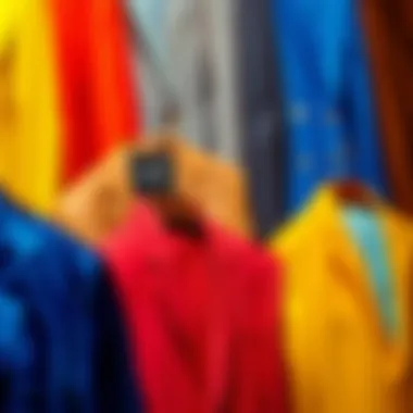 A Spectrum of Style: Color Choices for Shiny Suit Jackets Diverse color palette of shiny suit jackets arranged aesthetically