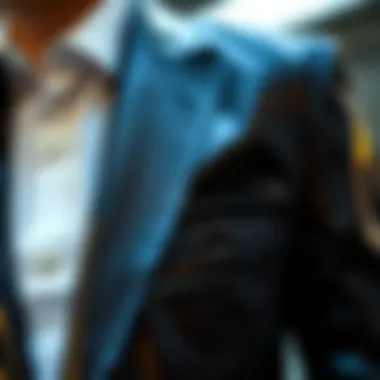 The Essence of Fabric: Texture and Shine Close-up of fabric texture and sheen of a shiny suit jacket