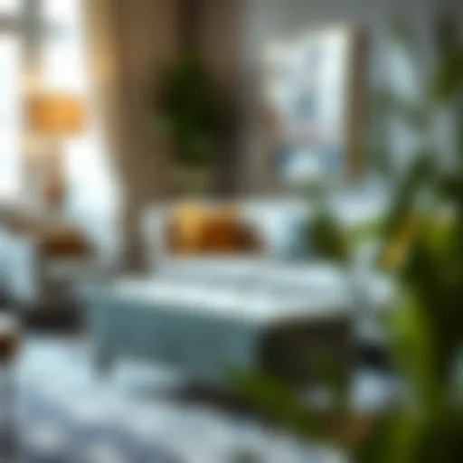 Elegant small velvet storage bench in a chic living room setting